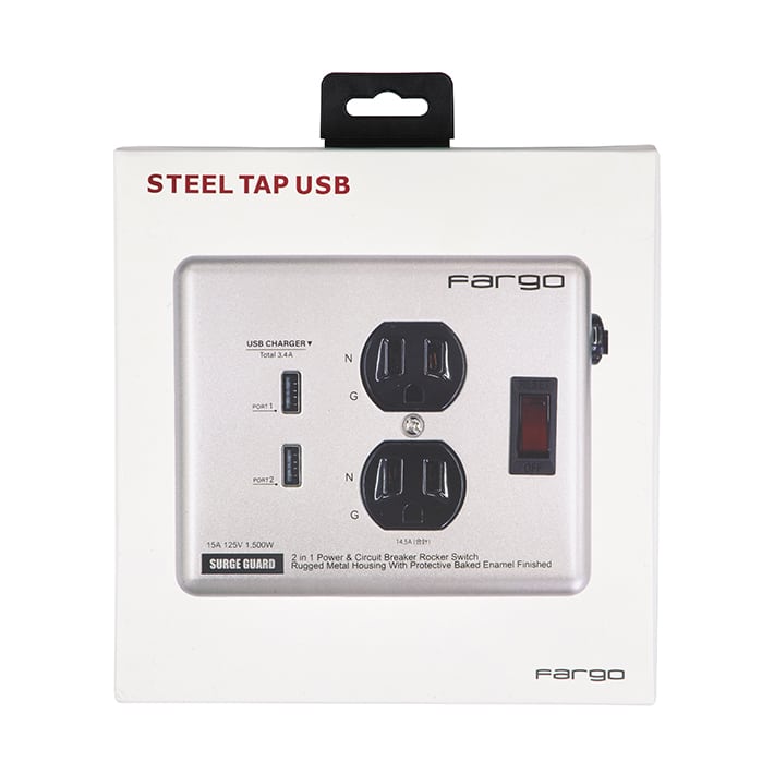 STEEL TAP USB AC2個口 3.4A USB　シルバー