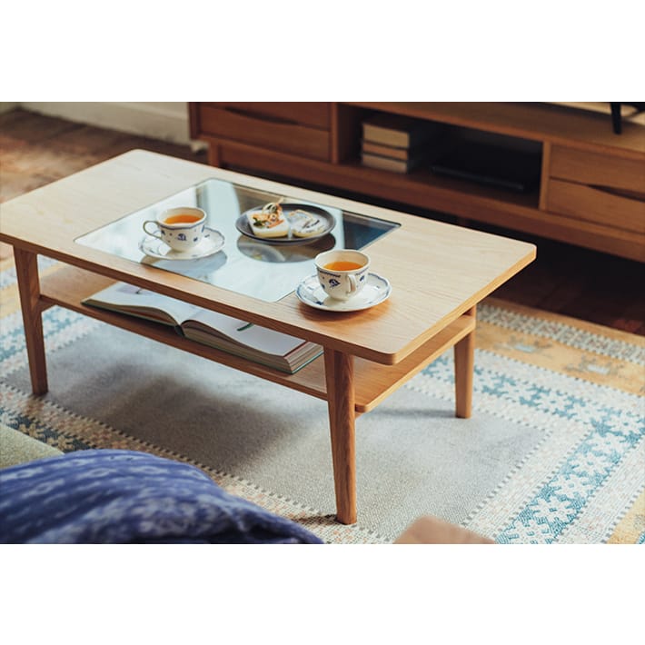 unicoウニコガラステーブル - サイドテーブル・ナイトテーブル・ロー