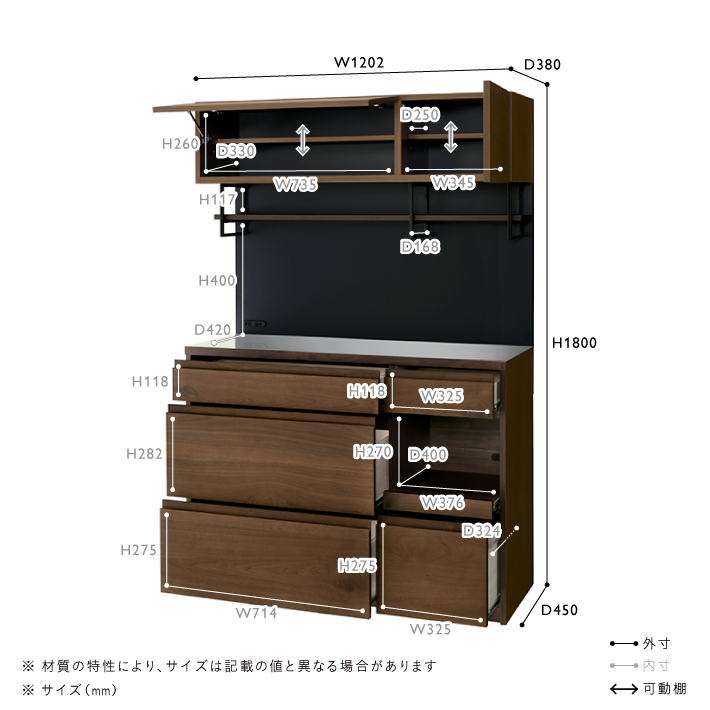 DIX(ディクス)　キッチンボード W1200
