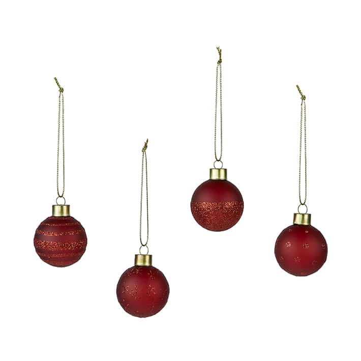 Christmas baubles Set of 4pcs red